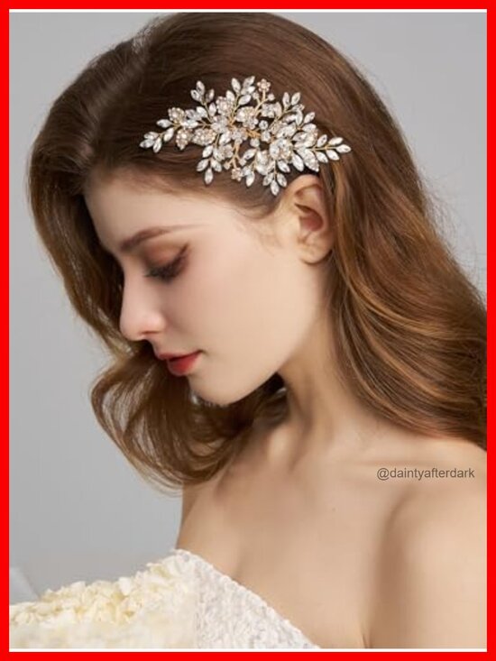 Rhinestone Pearl Wedding Hair Comb Side Hair Piece Bridal Clip main image 5